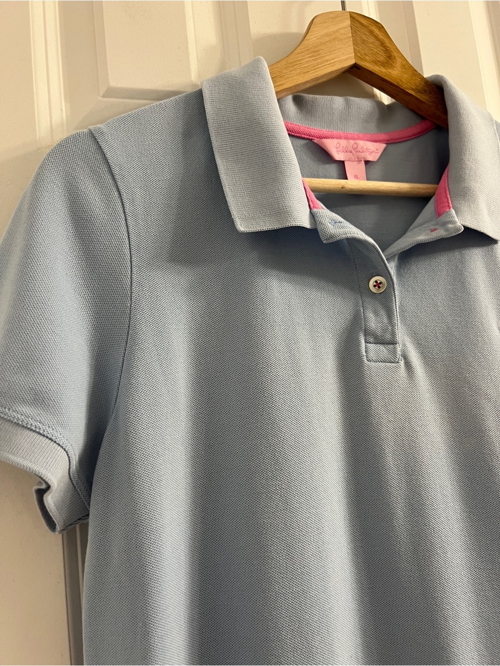 Lilly Pulitzer Light Blue Polo with Pink Trim - Picture 4 of 7